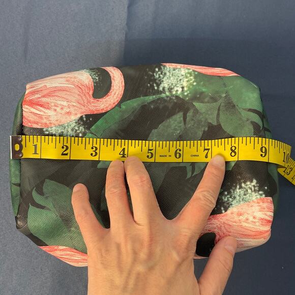 Jo&Jo Australia Make up/Accessory Bag Green/Pink/White Flamingo Clean Inside - Picture 10 of 11